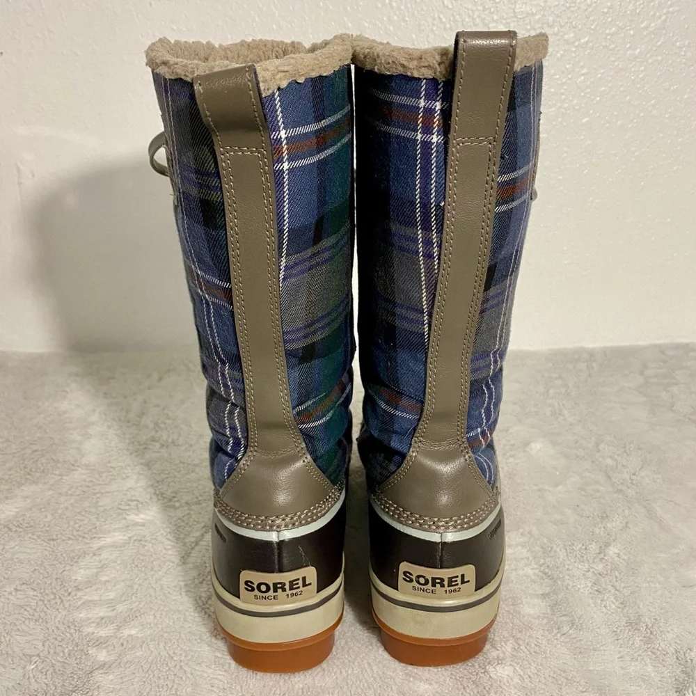 Sorel Tivoli Tall Plaid Lined Waterproof Boots Women’s Size 7